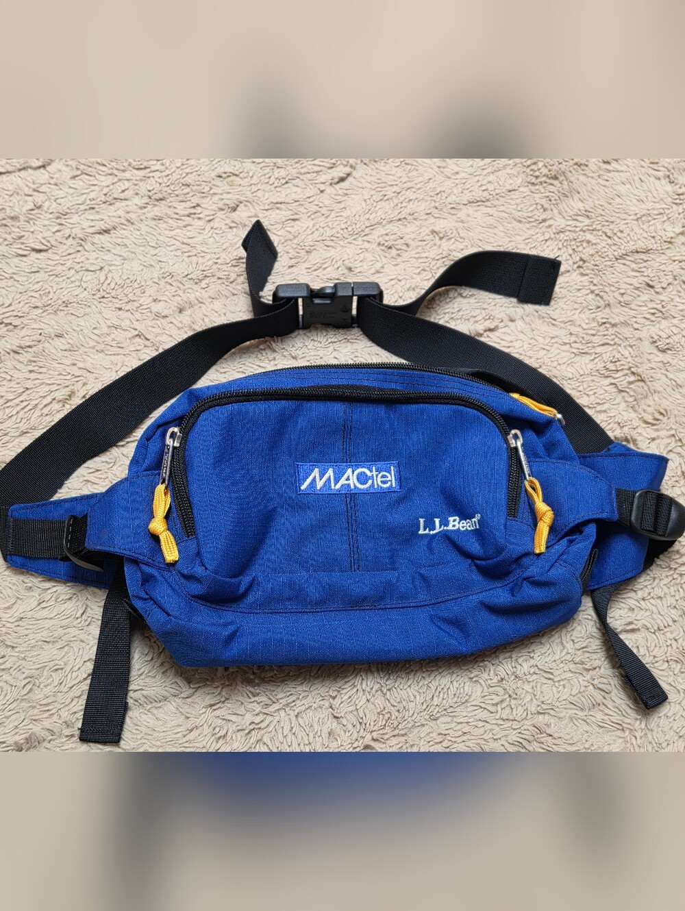 L.L. Bean Blue MACtel Waist Pack with Yellow Accents,  Fanny Pack